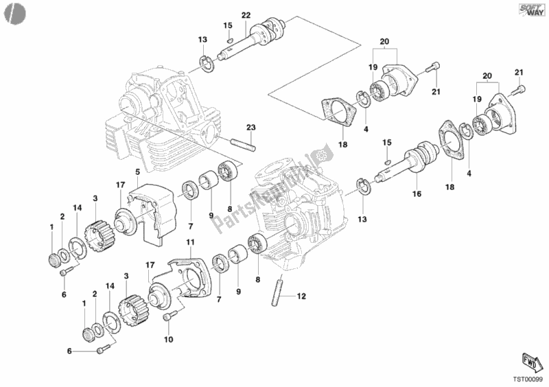 Alle onderdelen voor de Nokkenas van de Ducati Supersport 800 SS USA 2005